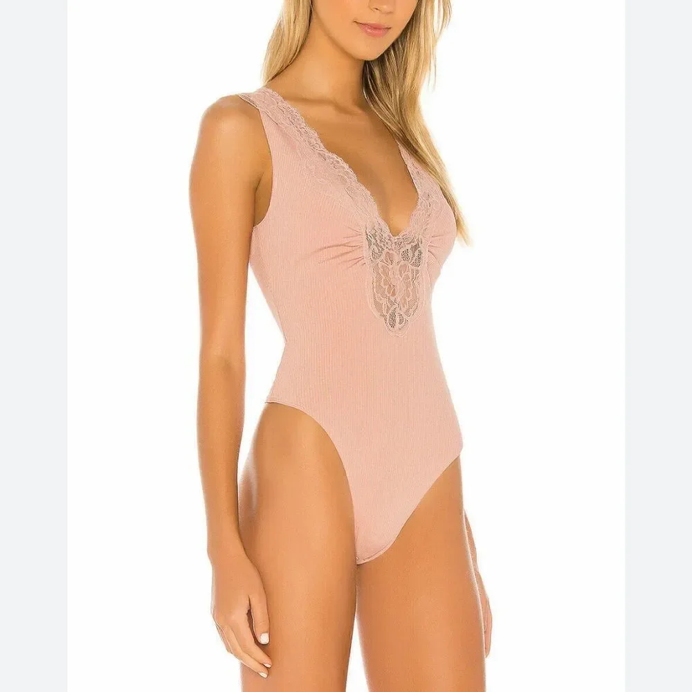 Free People First Call Blush Pink Bodysuit